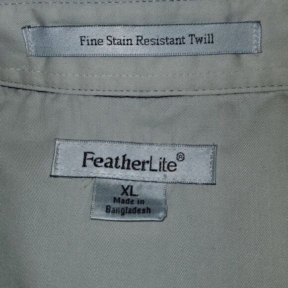 Featherlite Fine Stain Resistant Twill Dupont Teflon Button Down Sz XL Shirt - Picture 7 of 14